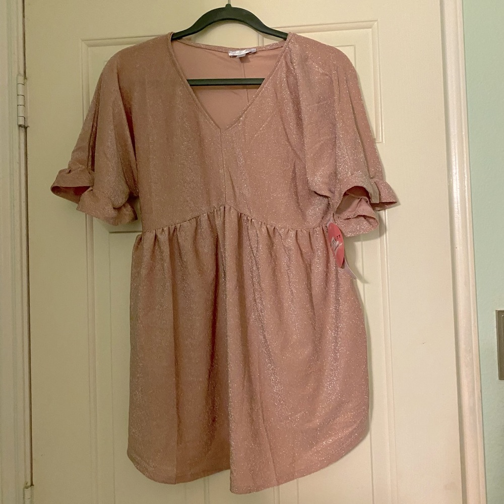 NWT Juniper Ln maternity top sparkly pink Large